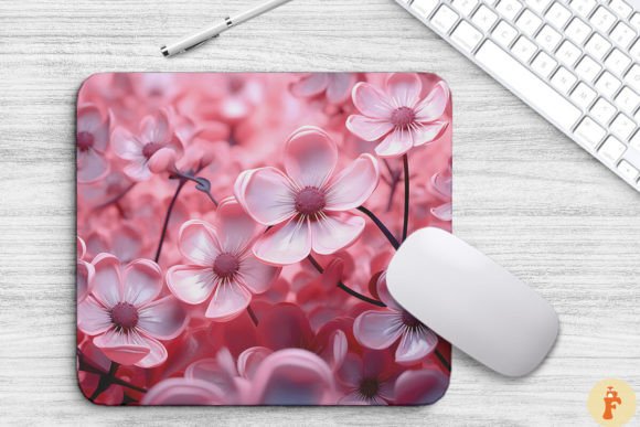 3D Pink Flowers Mouse Pad Design Graphics & Backgrounds