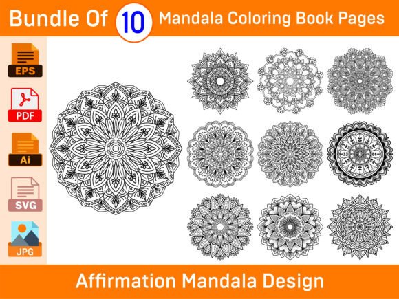 Affirmation Mandala Graphics & Coloring Pages