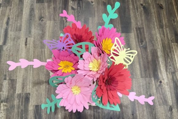 Cardstock Flower Bouquet: 3D SVG Floral Compositions