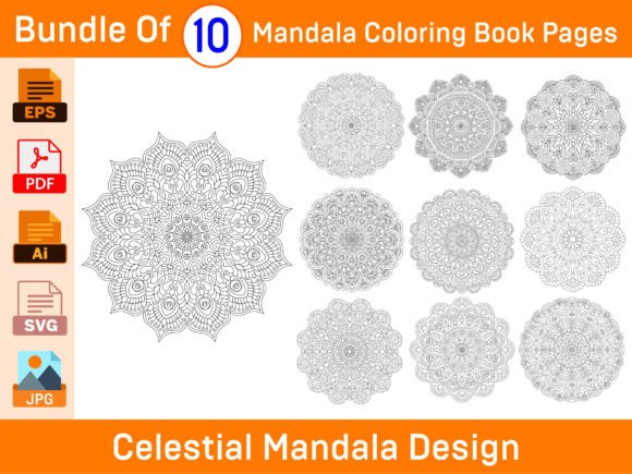 Celestial Mandala Graphics for Coloring Pages