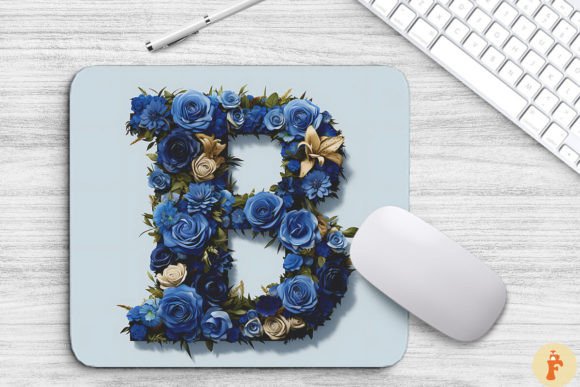 Charming Blue Flowers Letter B: Graphics & Backgrounds
