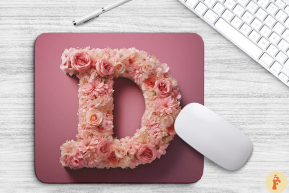 Charming Pink Flowers Letter D Graphics & Backgrounds