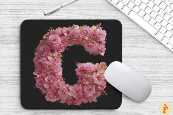 Charming Pink Flowers Letter G: Graphics & Backgrounds