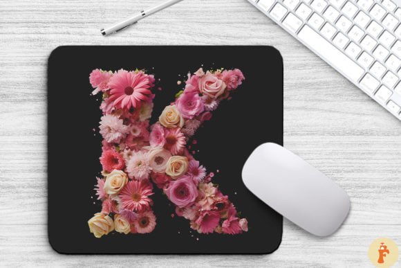 Charming Pink Flowers Letter K Graphics Backgrounds