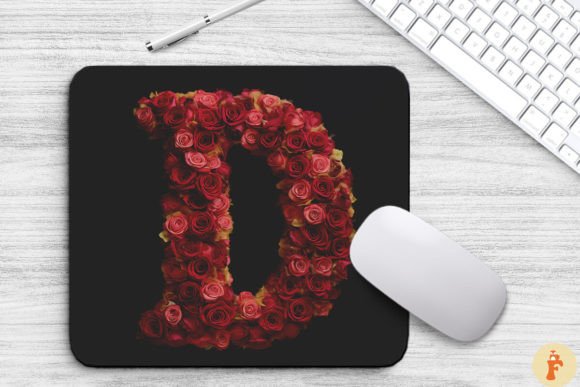 Charming Red Flowers Letter D: Graphics and Backgrounds