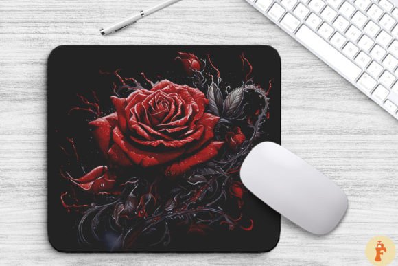 Dark Fantasy Red Rose Mouse Pad: Graphics and Backgrounds