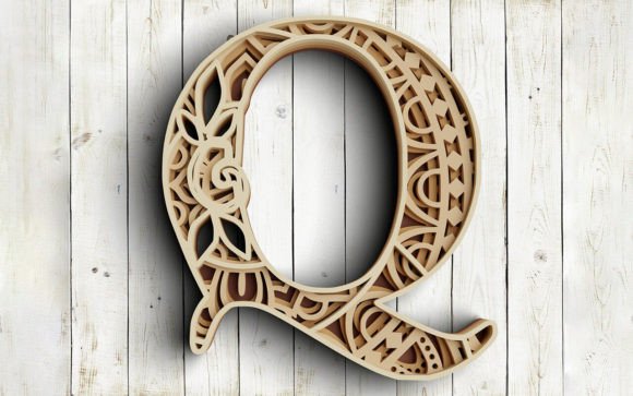 Floral Letter Q for Shadow Boxes & Laser Cutting