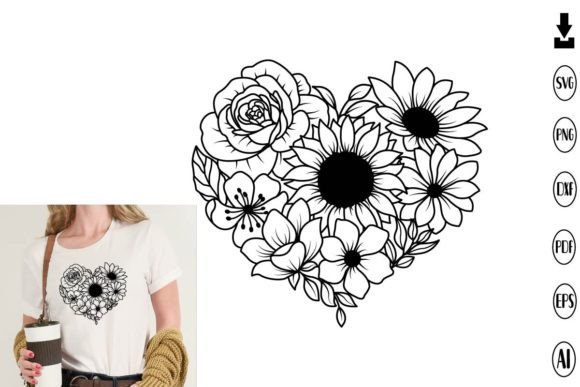 Flowers Heart Svg: Graphics & Print Templates