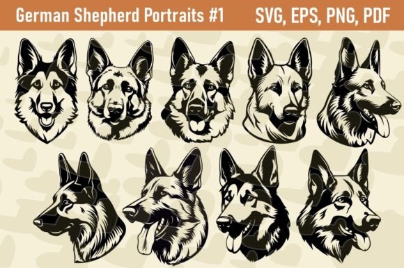 German Shepherd Graphics for Crafts & Branding
