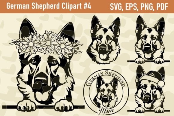 German Shepherd Graphics for Crafts & Branding