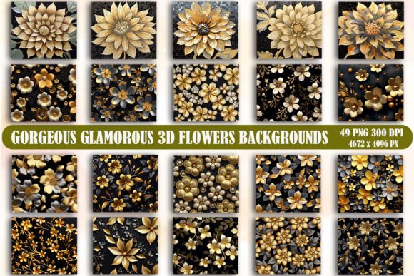 Glamorous 3D Flowers: Graphics & Backgrounds