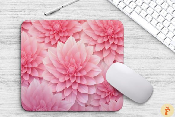 Graphics & Backgrounds: 3D Soft Pink Flowers Pattern Mouse Pad