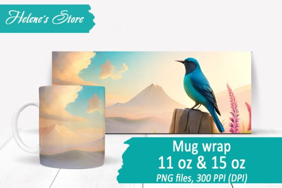 Graphics & Print Templates: Birds Mug Wrap