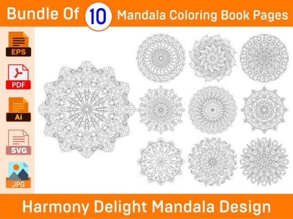 Harmony Delight Mandala Graphics for Coloring Pages