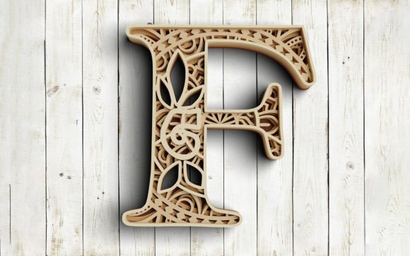 Layered Floral Letter F for Shadow Boxes & Laser Cutting