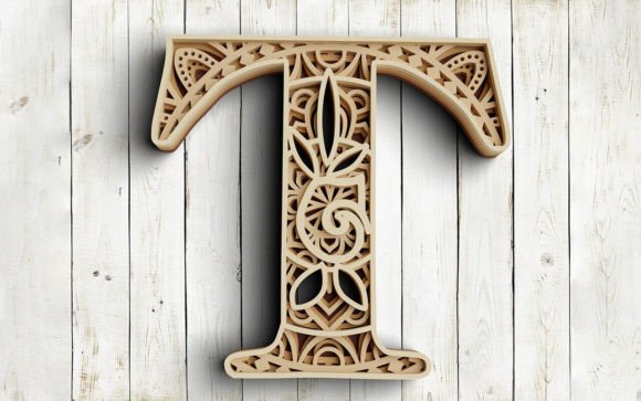 Layered Floral Letter T: Laser Cutting & Shadow Boxes