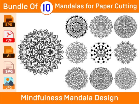 Mindfulness Mandala Graphics for Coloring Pages