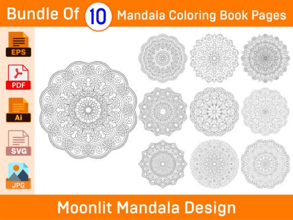 Moonlit Mandala Graphics for Coloring Pages