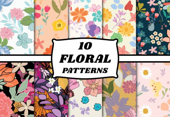 Natural Flower Pattern Set: Graphics & Patterns