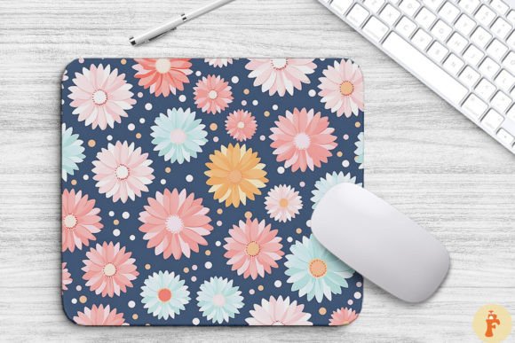 Pastel Flowers and Polka Dot Mouse Pad Graphics