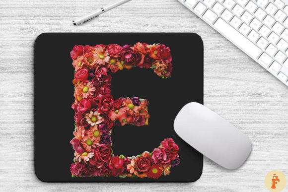Red Flower Letter E Graphics & Backgrounds