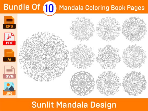 Sunlit Mandala Graphics for Coloring Pages