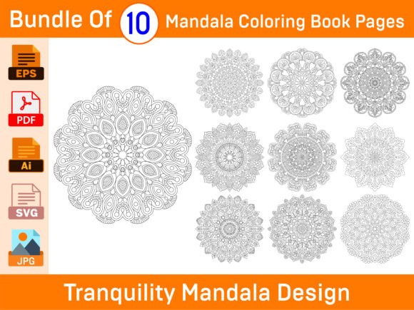 Tranquillity Mandala Graphics for Coloring Pages