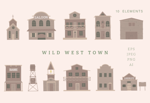 Wild West Town PNG Clipart for Crafts and Graphics